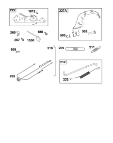 Controls Group Diagram and Parts List for 44U577-0002-H5 400000 - 699999 Briggs and Stratton Engine